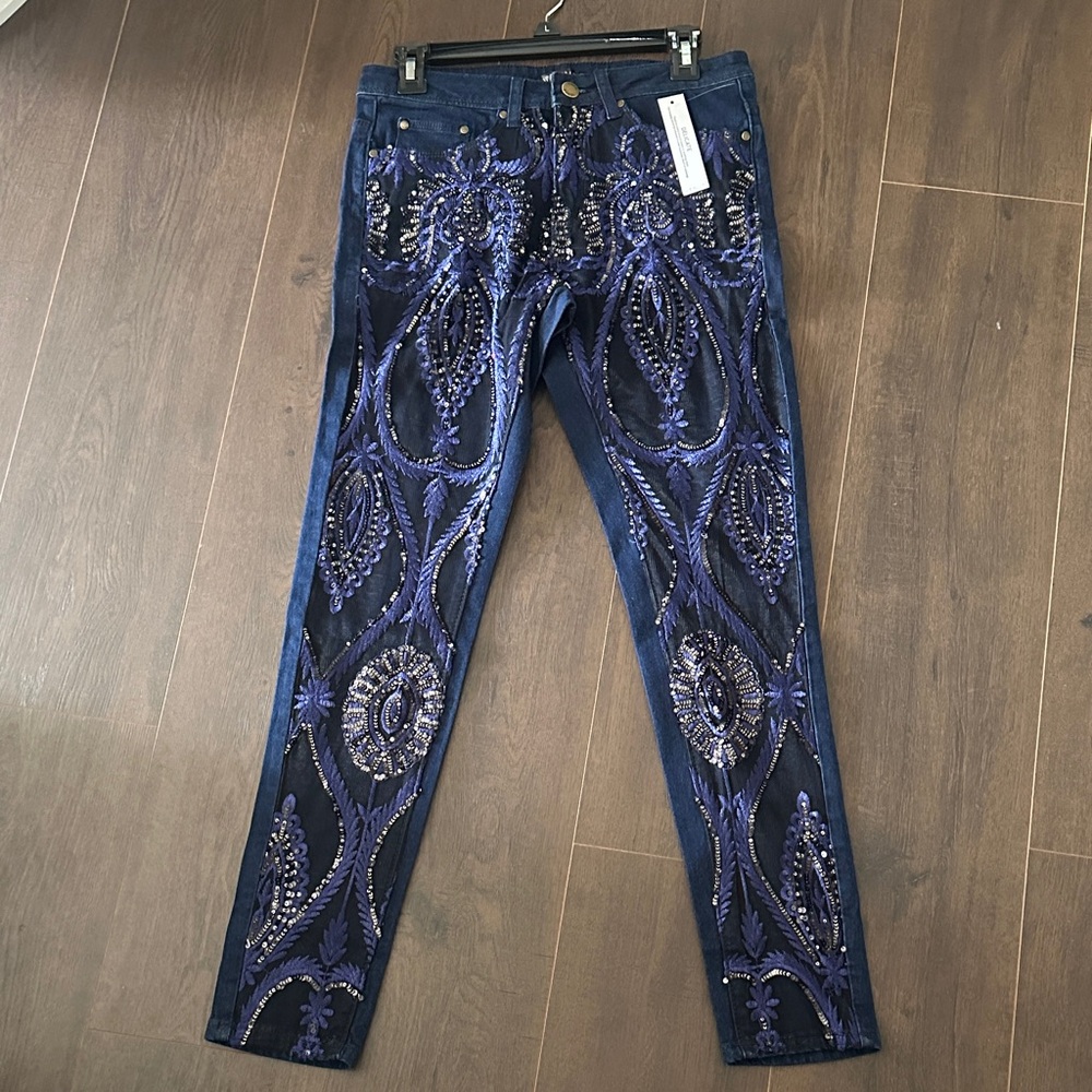 VENUS Blue Jeans with Purple Embellishments